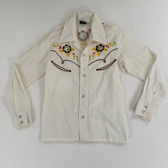 Vintage Border Town Kids Western Button Down Shirt Size 10 Cowboy Retro USA - Picture 1 of 14